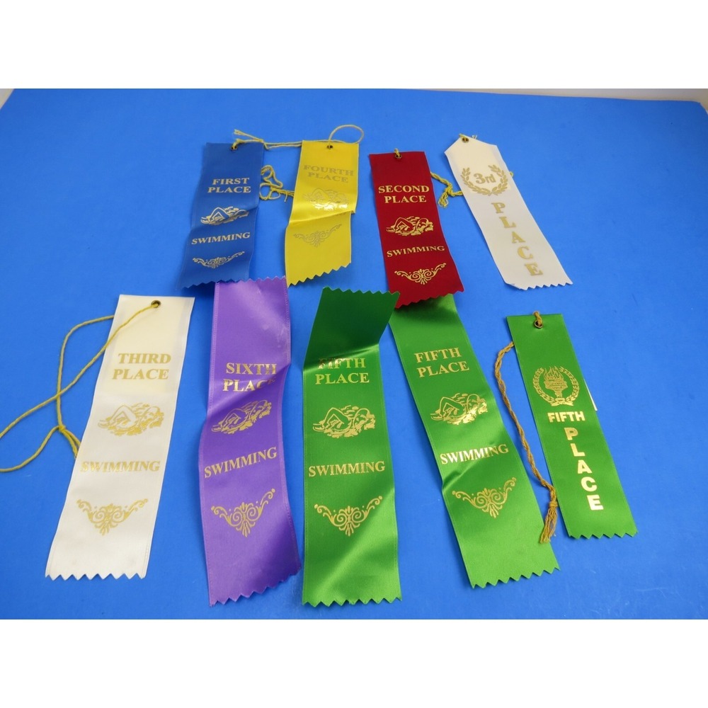 Hasty Awards Lot of 9 Vintage Swimming Champion Ribbons